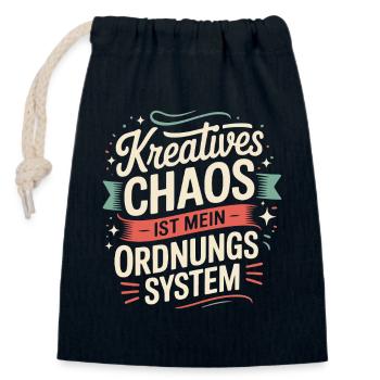 Creative chaos is my system of order - Closable cotton gift bag (14x20cm) - navy - Front