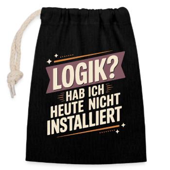 LOGIC? I didn't install it today - Closable cotton gift bag (14x20cm) - black - Front