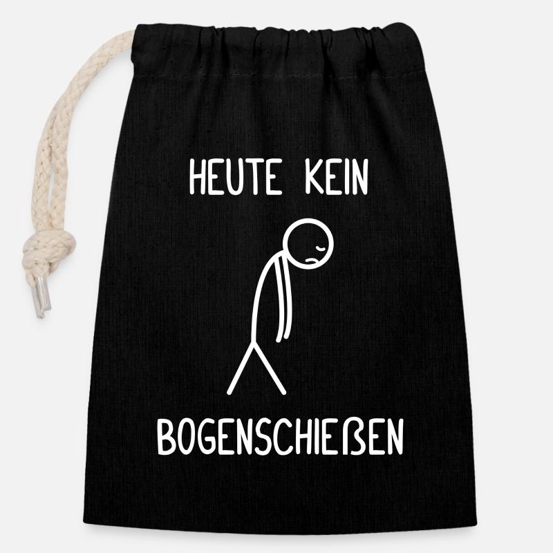 Heute kein Bogenschießen Pfeil Bogen Bogenschütze - Verschließbarer Geschenkbeutel aus Baumwolle (14x20cm) - Schwarz