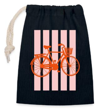 Fahrrad Radler Citybike mit Korb - Verschließbarer Geschenkbeutel aus Baumwolle (14x20cm) - Navy - Vorne