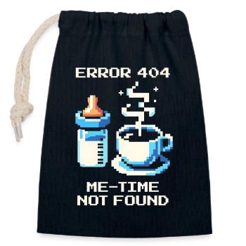 Erreur 404 : Me-Time est manquant | Maman, Café, Vie Quotidienne - Sac cadeau en coton avec cordon (14 x 20 cm) - bleu marine - Devant