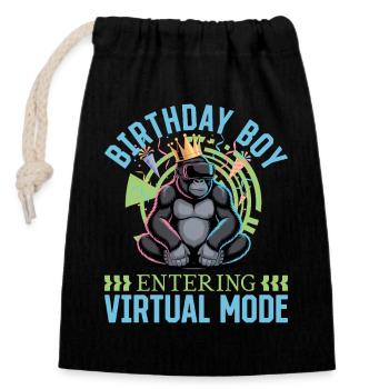 Anniversaire Gamer VR - Sac cadeau en coton avec cordon (14 x 20 cm) - noir - Devant