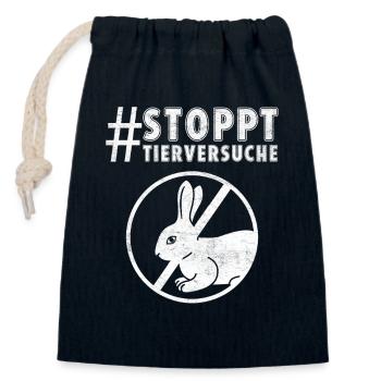Animal welfare STOP ANIMAL TESTING FUNNY - Closable cotton gift bag (14x20cm) - navy - Front