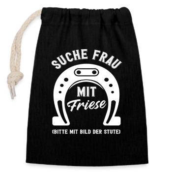 Suche Frau Mit Friese Männer Reiten Ponyfans - Verschließbarer Geschenkbeutel aus Baumwolle (14x20cm) - Schwarz - Vorne