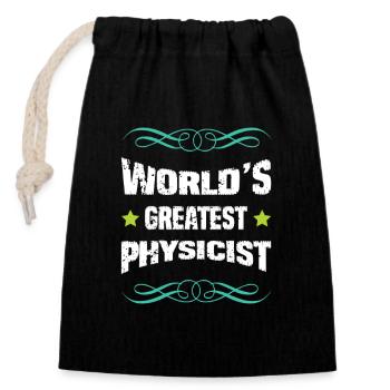 Weltbester Physiker Shirt Design - Verschließbarer Geschenkbeutel aus Baumwolle (14x20cm) - Schwarz - Vorne