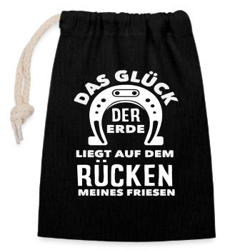 Glück Friese Pferdemädchen Reiten Ponyfans Reiter - Verschließbarer Geschenkbeutel aus Baumwolle (14x20cm) - Schwarz - Vorne