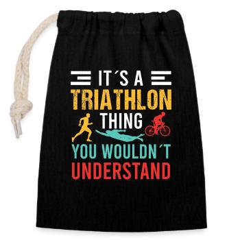 Triathlon Natation Cyclisme Course à pied Sports vintage - Sac cadeau en coton avec cordon (14 x 20 cm) - noir - Devant