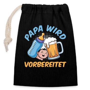 Dad-to-be DADDY IS PREPARED Funny - Closable cotton gift bag (14x20cm) - black - Front
