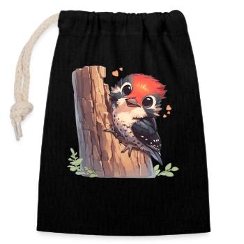 Pic Pic - Sac cadeau en coton avec cordon (14 x 20 cm) - noir - Devant