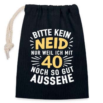 40er Jubel Shirt – Kein Neid , gut aussehen - Verschließbarer Geschenkbeutel aus Baumwolle (14x20cm) - Navy - Vorne