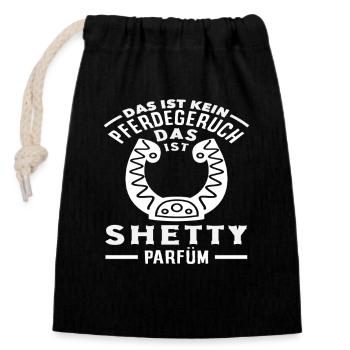 Shetty Parfüm Pferdemädchen Reiten Ponyfans Reiter - Verschließbarer Geschenkbeutel aus Baumwolle (14x20cm) - Schwarz - Vorne