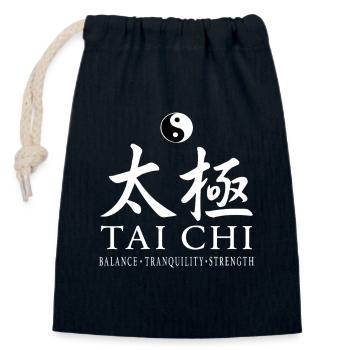 Balance Tranquility Strength Tai Chi Spiritual - Closable cotton gift bag (14x20cm) - navy - Front