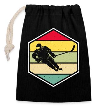 Eishockey Hockey Eishockeyspieler Geschenk  - Verschließbarer Geschenkbeutel aus Baumwolle (14x20cm) - Schwarz - Vorne