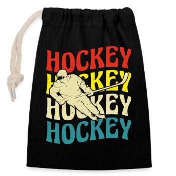 Eishockey Hockey Eishockeyspieler Geschenk  - Verschließbarer Geschenkbeutel aus Baumwolle (14x20cm) - Schwarz - Vorne