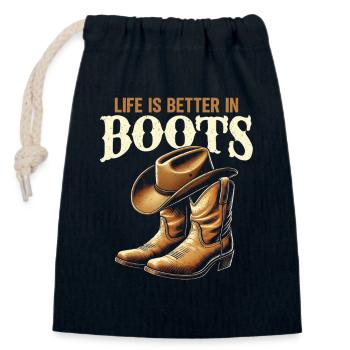 Danse en ligne Cowboy Danseuse en ligne Danse en ligne - Sac cadeau en coton avec cordon (14 x 20 cm) - bleu marine - Devant