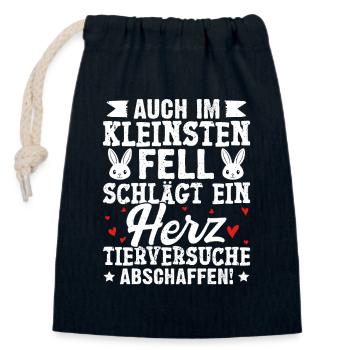Tierschutz AUCH IM KLEINSTEN FELL SCHLÄGT EIN HERZ - Verschließbarer Geschenkbeutel aus Baumwolle (14x20cm) - Navy - Vorne