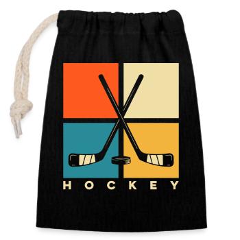 Eishockey Hockey Eishockeyspieler Geschenk  - Verschließbarer Geschenkbeutel aus Baumwolle (14x20cm) - Schwarz - Vorne