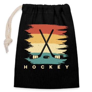 Eishockey Hockey Eishockeyspieler Geschenk  - Verschließbarer Geschenkbeutel aus Baumwolle (14x20cm) - Schwarz - Vorne