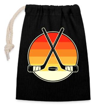 Eishockey Hockey Eishockeyspieler Geschenk  - Verschließbarer Geschenkbeutel aus Baumwolle (14x20cm) - Schwarz - Vorne