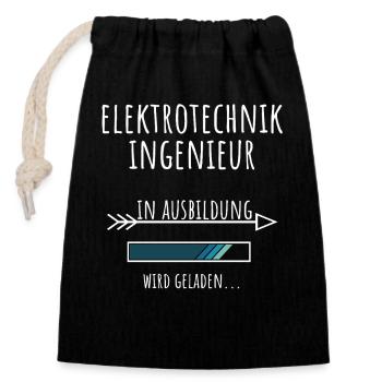 Elektrotechnik Studium Beruf Ausbildung - Verschließbarer Geschenkbeutel aus Baumwolle (14x20cm) - Schwarz - Vorne
