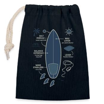 Surfboard Blueprint - Closable cotton gift bag (14x20cm) - navy - Front