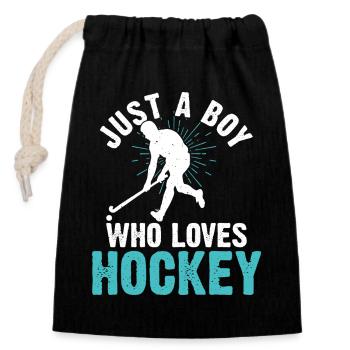 Hockey Eishockey Eishockeyspieler Geschenk - Verschließbarer Geschenkbeutel aus Baumwolle (14x20cm) - Schwarz - Vorne