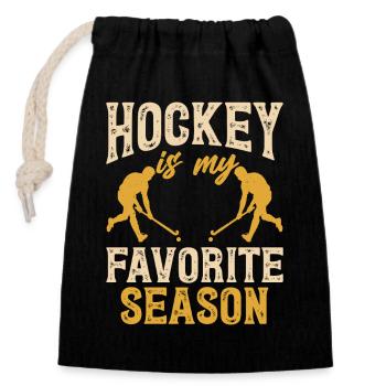 Hockey Eishockey Eishockeyspieler Geschenk - Verschließbarer Geschenkbeutel aus Baumwolle (14x20cm) - Schwarz - Vorne