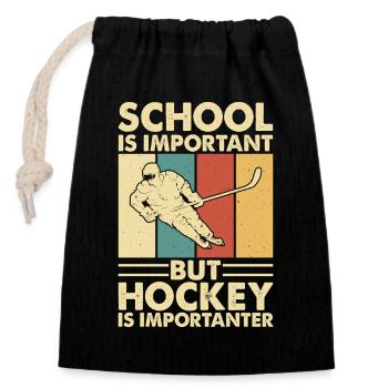 Hockey Eishockey Eishockeyspieler Geschenk - Verschließbarer Geschenkbeutel aus Baumwolle (14x20cm) - Schwarz - Vorne