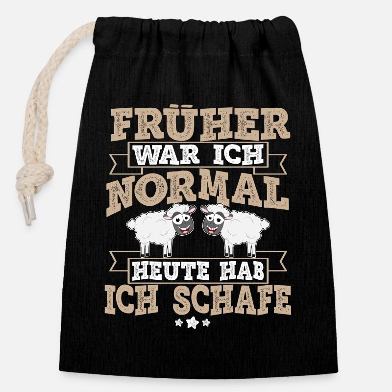Schafe - Verschließbarer Geschenkbeutel aus Baumwolle (14x20cm) - Schwarz
