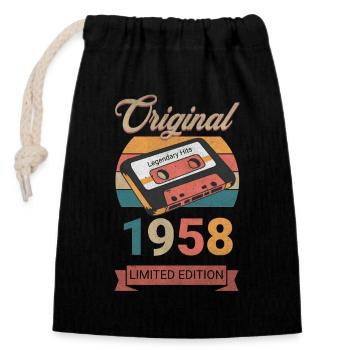 Cadeau d’anniversaire original 1958 en édition limitée - Sac cadeau en coton avec cordon (14 x 20 cm) - noir - Devant
