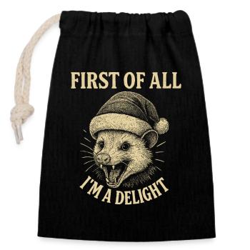 Tout d’abord, je suis une joie - Sac cadeau en coton avec cordon (14 x 20 cm) - noir - Devant