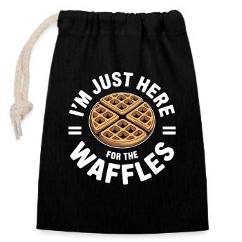 Waffelliebe Lustiges Waffel Design - Verschließbarer Geschenkbeutel aus Baumwolle (14x20cm) - Schwarz - Vorne