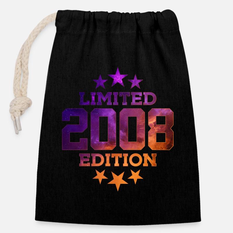 ÉDITION LIMITÉE 2008 18E ANNIVERSAIRE - Sac cadeau en coton avec cordon (14 x 20 cm) - noir