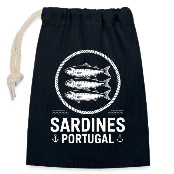 Sardines Portugal Nautical Circle - Closable cotton gift bag (14x20cm) - navy - Front