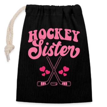 Hockey Eishockey Eishockeyspieler Geschenk - Verschließbarer Geschenkbeutel aus Baumwolle (14x20cm) - Schwarz - Vorne