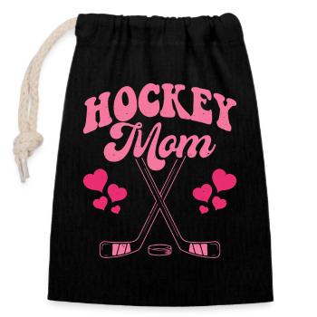 Hockey Mom - Verschließbarer Geschenkbeutel aus Baumwolle (14x20cm) - Schwarz - Vorne