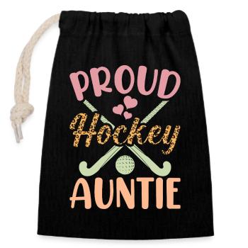 Hockey Eishockey Eishockeyspieler Geschenk - Verschließbarer Geschenkbeutel aus Baumwolle (14x20cm) - Schwarz - Vorne