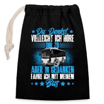 Chauffeur de bus - Sac cadeau en coton avec cordon (14 x 20 cm) - noir - Devant