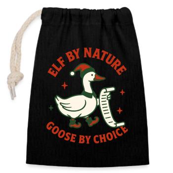 Christmas Elf By Nature Goose Choice - Closable cotton gift bag (14x20cm) - black - Front