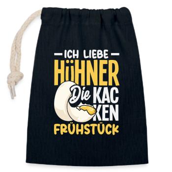 Ich liebe Hühner – die kacken Frühstück - Verschließbarer Geschenkbeutel aus Baumwolle (14x20cm) - Navy - Vorne