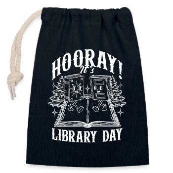 Library Day Librarian Reading Librarian - Closable cotton gift bag (14x20cm) - navy - Front
