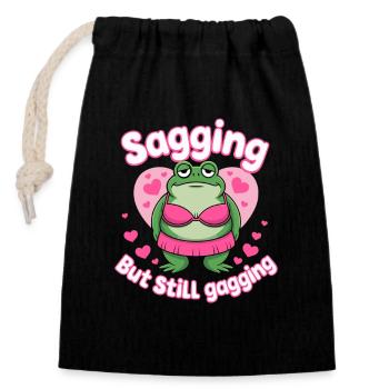 Peinlich Lustig Meme Frosch Unangemessen - Verschließbarer Geschenkbeutel aus Baumwolle (14x20cm) - Schwarz - Vorne