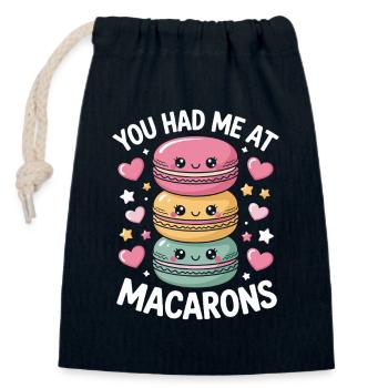 Macaron French Desserts - Closable cotton gift bag (14x20cm) - navy - Front