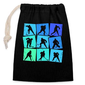Eishockeyspieler Eishockey Jungen Kinder Herren - Verschließbarer Geschenkbeutel aus Baumwolle (14x20cm) - Schwarz - Vorne