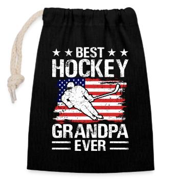 Hockey Eishockey Eishockeyspieler Opa Geschenk - Verschließbarer Geschenkbeutel aus Baumwolle (14x20cm) - Schwarz - Vorne