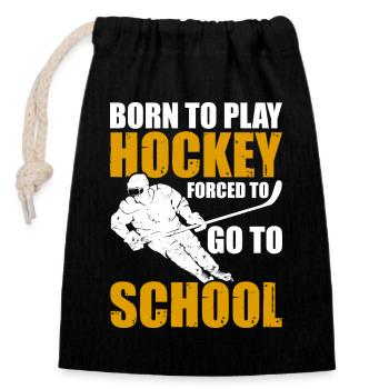 Hockey Eishockey Eishockeyspieler Geschenk - Verschließbarer Geschenkbeutel aus Baumwolle (14x20cm) - Schwarz - Vorne