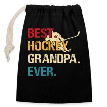Hockey Opa Eishockey Eishockeyspieler Geschenk - Verschließbarer Geschenkbeutel aus Baumwolle (14x20cm) - Schwarz - Vorne