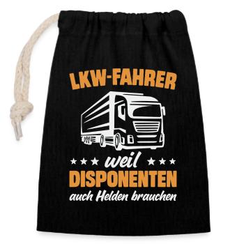 LKW Fahrer Lastwagenfahrer Trucker Fernfahrer - Verschließbarer Geschenkbeutel aus Baumwolle (14x20cm) - Schwarz - Vorne