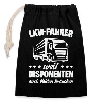 LKW Fahrer Lastwagenfahrer Trucker Fernfahrer - Verschließbarer Geschenkbeutel aus Baumwolle (14x20cm) - Schwarz - Vorne