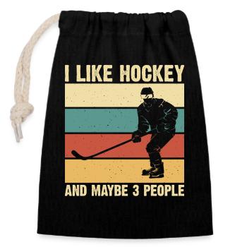 Hockey Eishockey Eishockeyspieler Geschenk - Verschließbarer Geschenkbeutel aus Baumwolle (14x20cm) - Schwarz - Vorne